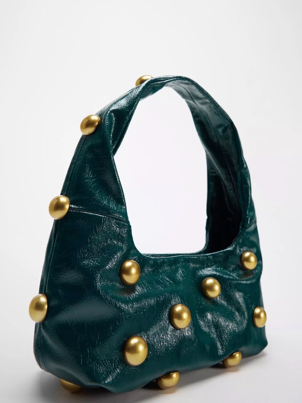 Zara Studded Shoulder Bag with Gold Accents